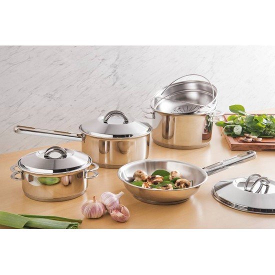 JOGO DE PANELAS ACO INOX COM FUNDO TRIPLO 5 PC TRAMONTINA