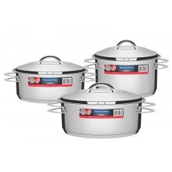 DISPLAY 12 PEÇAS DE PANELAS AÇO INOX COM FUNDO TRIPLO TRAMONTINA