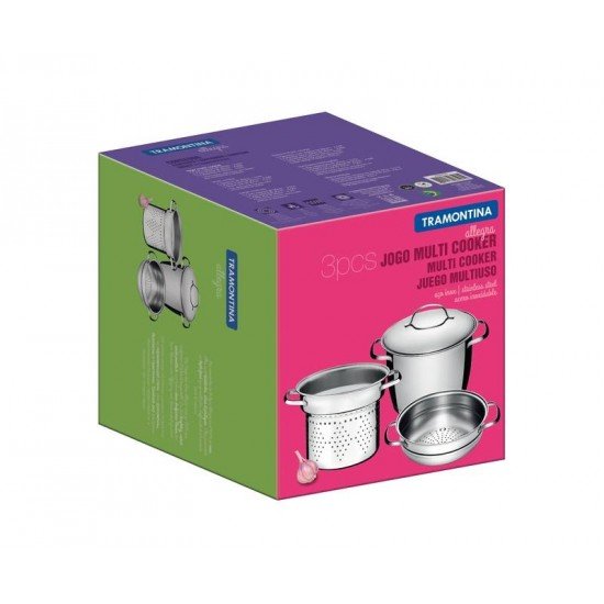 JOGO MULTI COOKER ALLEGRA EM ACO INOX 3 PECAS TRAMONTINA