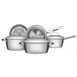 JOGO DE PANELAS TRAMONTINA ALLEGRA EM AÇO INOX COM FUNDO TRIPLO 5 PEÇAS