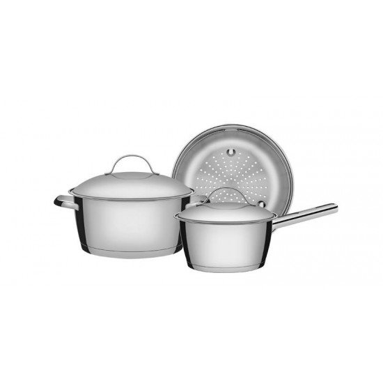 JOGO DE PANELAS ACO INOX COM FUNDO TRIPLO 3 PC TRAMONTINA