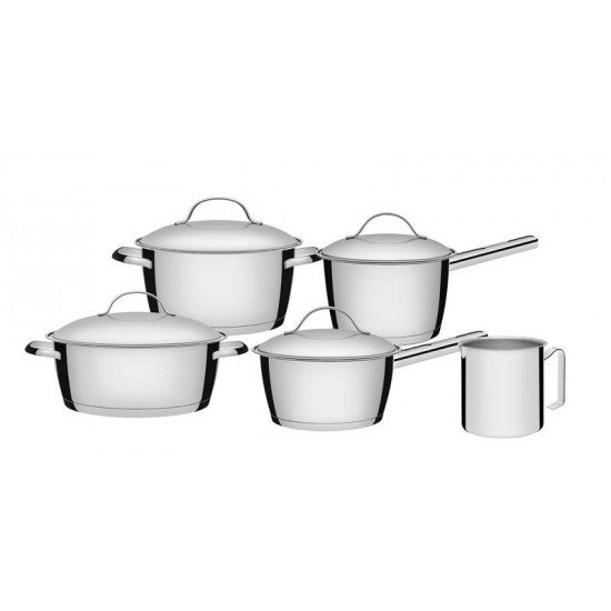 DISPLAY 5 PCS PANELAS ACO INOX COM FUNDO TRIPLO TRAMONTINA