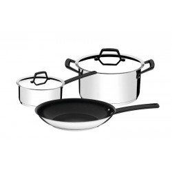 JOGO DE PANELAS PRIMA EM ACO INOX COM FUNDO TRIPLO 3 PECAS TRAMONTINA