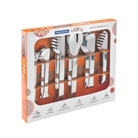 JOGO DE UTENSÍLIOS TRAMONTINA UTILITY EM AÇO INOX 6 PEÇAS