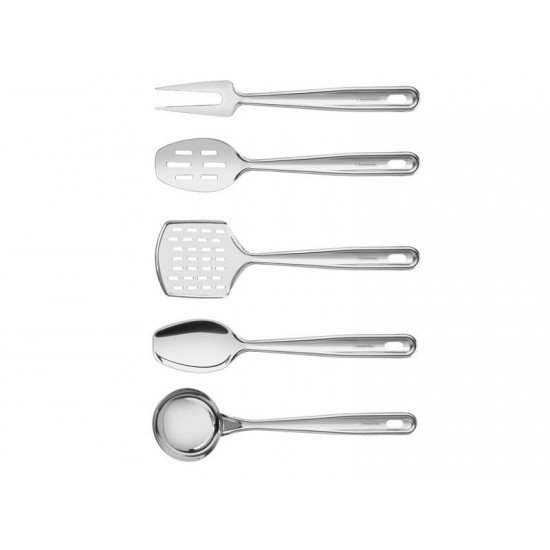 JOGO DE UTENSILIOS EM ACO INOX COM SUPORTE DE PAREDE 5 PECAS TRAMONTINA