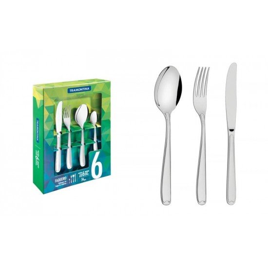 FAQUEIRO ACO INOX COM FACA DE MESA 24 PC TRAMONTINA