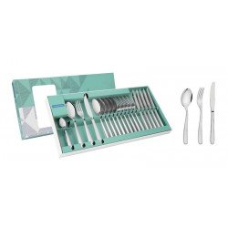 FAQUEIRO MARESIAS EM ACO INOX COM FACAS DE MESA ACABAMENTO BRILHO 24 PECAS TRAMONTINA