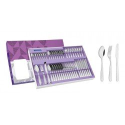 FAQUEIRO ANGRA EM ACO INOX FACAS DE MESA ACABAMENTO EM BRILHO DETALHES NO CABO 48 PECAS TRAMONTINA