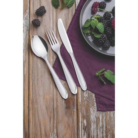 FAQUEIRO TRAMONTINA LAGUNA EM AÇO INOX COM FACAS DE MESA ACABAMENTO EM BRILHO COM DETALHES NO CABO 60 PEÇAS