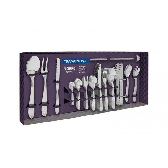 FAQUEIRO ACO INOX COM FACA PARA CHURRASCO 91 PC TRAMONTINA