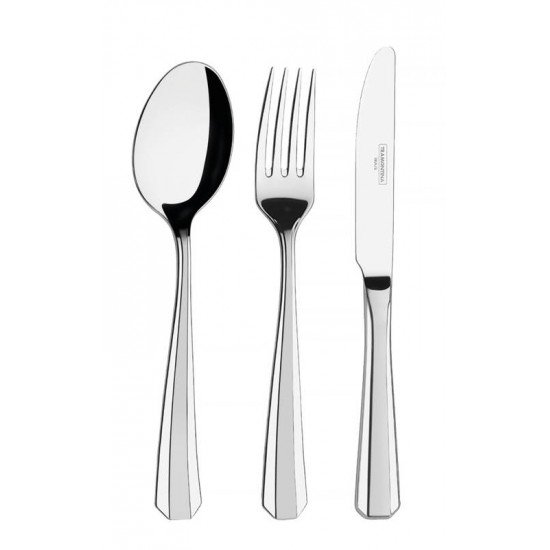 FAQUEIRO OPERA EM ACO INOX FACAS DE MESA ACABAMENTO ALTO BRILHO E FAIXA SATINADA 30 PECAS TRAMONTINA