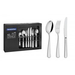 FAQUEIRO SONATA EM ACO INOX COM FACAS DE MESA FORJADAS ACABAMENTO BRILHO TRAMONTINA