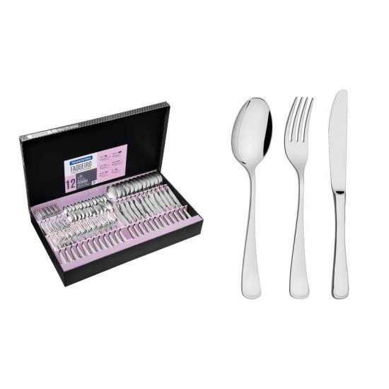 FAQUEIRO MONACO EM ACO INOX FACAS DE MESA FORJADAS 6MM ACABAMENTO ALTO BRILHO 72 PECAS TRAMONTINA