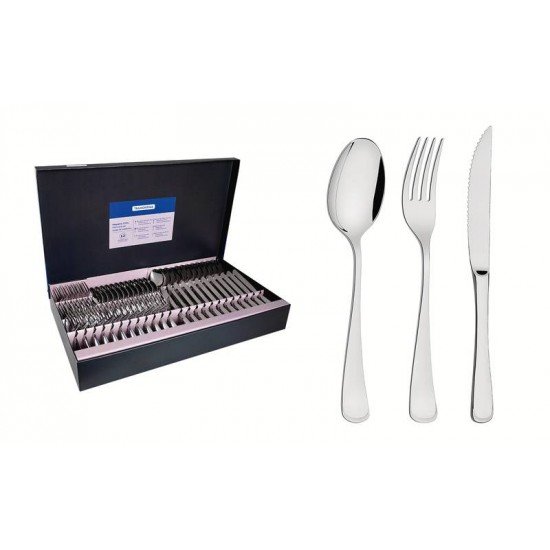 FAQUEIRO TRAMONTINA MÔNACO EM AÇO INOX COM FACAS PARA CHURRASCO FORJADAS 6MM ACABAMENTO ALTO BRILHO 72 PEÇAS