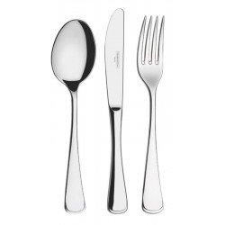 FAQUEIRO EM ACO INOX FACAS DE MESA ACABAMENTO ALTO BRILHO DETALHES NO CABO 101 PECAS TRAMONTINA