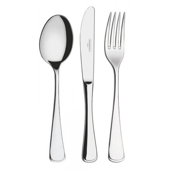 FAQUEIRO EM ACO INOX FACAS DE MESA ACABAMENTO ALTO BRILHO DETALHES NO CABO 101 PECAS TRAMONTINA