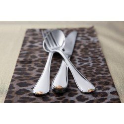 FAQUEIRO VICENZA EM ACO INOX FACA DE MESA DETALHES EM OURO E ESTOJO DE MADEIRA 101 PECAS TRAMONTINA