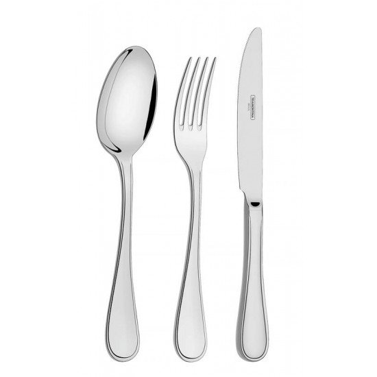 FAQUEIRO FIRENZE EM ACO INOX COM FACAS DE MESA ACABAMENTO BRILHO SEM ESTOJO 130 PECAS TRAMONTINA