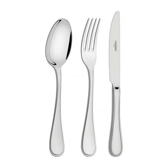 FAQUEIRO FIRENZE EM ACO INOX COM FACAS DE MESA ACABAMENTO BRILHO 30 PECAS TRAMONTINA