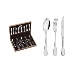 FAQUEIRO CLASSIC EM ACO INOX FACAS DE MESA ACABAMENTO BRILHO E ESTOJO DE MADEIRA 42 PECAS TRAMONTINA