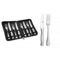 JOGO PARA CHURRASCO CLASSIC EM ACO INOX ESTOJO CABO DESENHOS EM ALTO RELEVO 8 PECAS TRAMONTINA