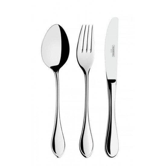 FAQUEIRO ITALY EM ACO INOX COM FACAS DE MESA ACABAMENTO ALTO BRILHO SEM ESTOJO 101 PECAS TRAMONTINA