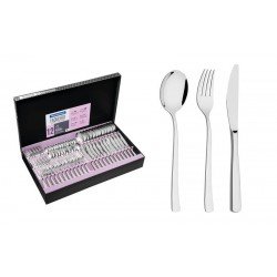 FAQUEIRO BERLIN BRILHO EM ACO INOX COM FACAS DE MESA ACABAMENTO ALTO BRILHO 72 PECAS TRAMONTINA