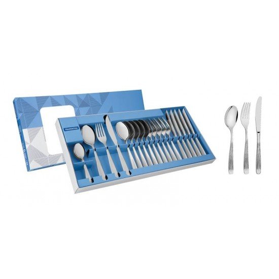 FAQUEIRO ACO INOX COM FACA DE MESA 24 PC TRAMONTINA