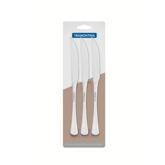 CONJUNTO DE FACAS PARA CHURRASCO TRAMONTINA HAVANA AÇO INOX 3 PÇ.