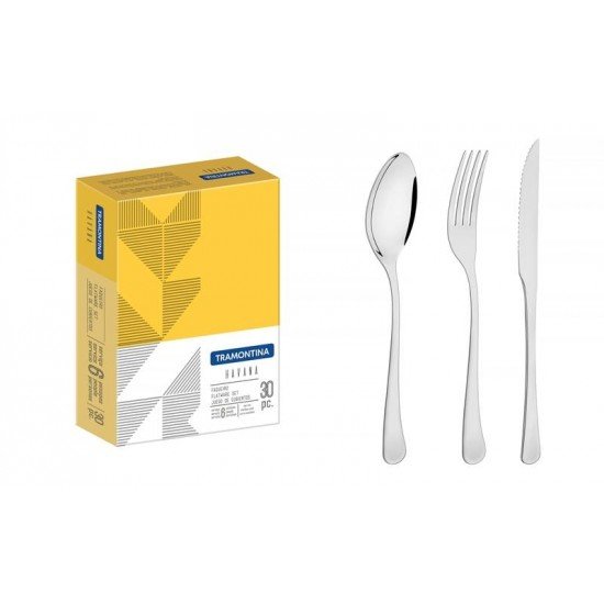 FAQUEIRO HAVANA EM ACO INOX COM FACAS PARA CHURRASCO ACABAMENTO EM BRILHO 30 PECAS TRAMONTINA