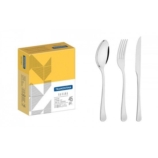 FAQUEIRO HAVANA EM ACO INOX COM FACAS PARA CHURRASCO ACABAMENTO EM BRILHO 45 PECAS TRAMONTINA