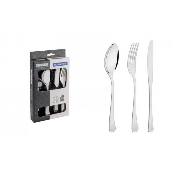 FAQUEIRO ACO INOX COM FACA DE MESA 16 PC TRAMONTINA