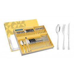 FAQUEIRO HAVANA EM ACO INOX COM FACAS PARA CHURRASCO ACABAMENTO EM BRILHO 36 PECAS TRAMONTINA