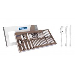 FAQUEIRO ACO INOX COM FACA DE MESA 24 PC TRAMONTINA