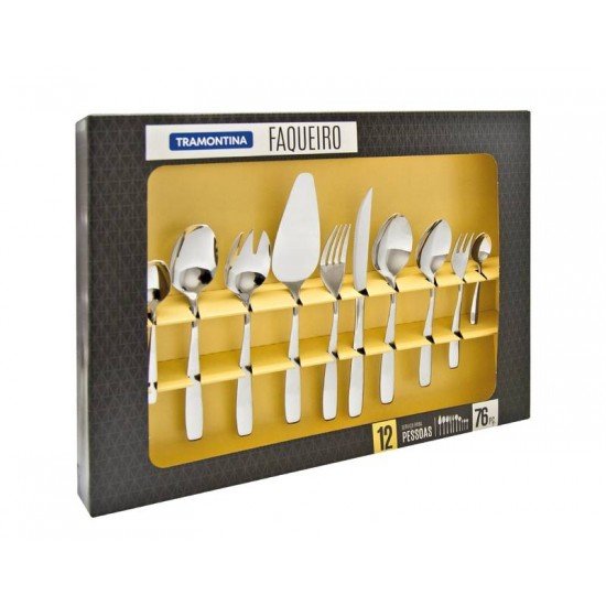 FAQUEIRO ACO INOX COM FACA PARA CHURRASCO 76 PC TRAMONTINA