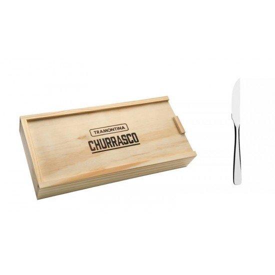 CONJUNTO PARA CHURRASCO EM ACO INOX ACABAMENTO ALTO BRILHO 6 PECAS TRAMONTINA