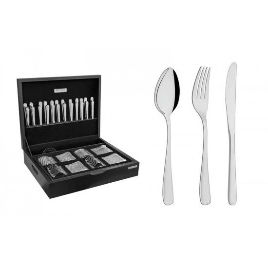 FAQUEIRO CONTINENTAL EM ACO INOX COM ESTOJO DE MADEIRA 101 PECAS TRAMONTINA