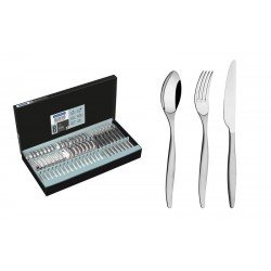 FAQUEIRO WIND EM ACO INOX COM FACAS DE MESA ACABAMENTO BRILHO E FOSCO 48 PECAS TRAMONTINA