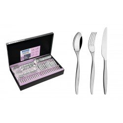 FAQUEIRO WIND EM ACO INOX COM FACAS DE MESA ACABAMENTO BRILHO E FOSCO 72 PECAS TRAMONTINA