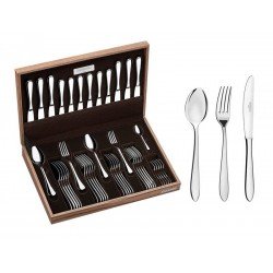 FAQUEIRO ACO INOX COM ESTOJO DE MADEIRA 42 PC TRAMONTINA