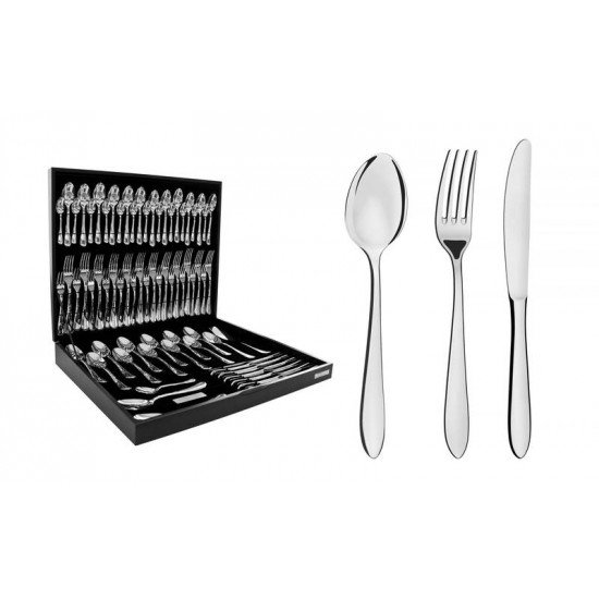 FAQUEIRO SATRI EM ACO INOX COM ESTOJO DE MADEIRA 76 PECAS TRAMONTINA