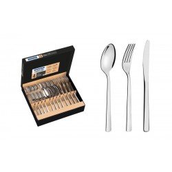 FAQUEIRO OSLO EM ACO INOX COM FACAS DE MESA ACABAMENTO ALTO BRILHO 24 PECAS TRAMONTINA