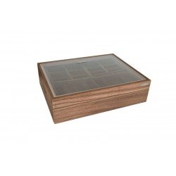 ESTOJO DE MADEIRA MDF, COM TAMPA DE VIDRO TRAMONTINA