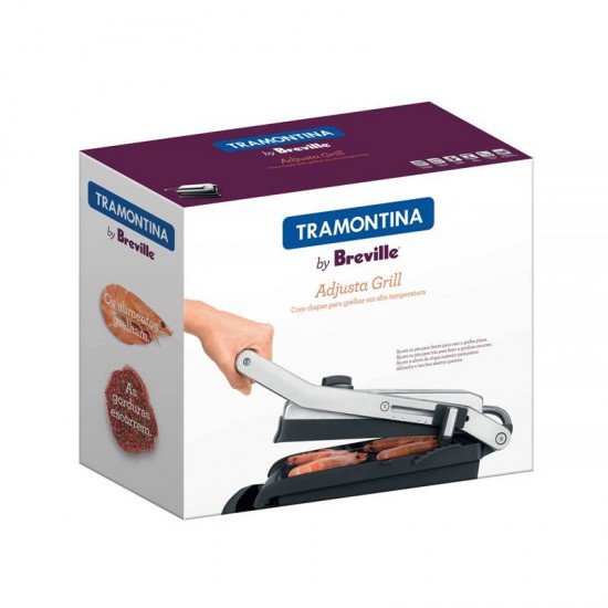 GRILL ELÉTRICO TRAMONTINA BY BREVILLE AÇO INOX ADJUSTA PRATA E PRETO