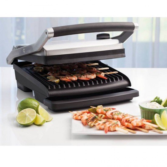 GRILL ELÉTRICO TRAMONTINA BY BREVILLE AÇO INOX ADJUSTA PRATA E PRETO