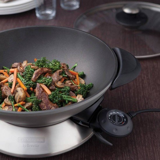 PANELA ELÉTRICA TRAMONTINA BY BREVILLE WOK CHEF ALUMÍNIO 6 LITROS