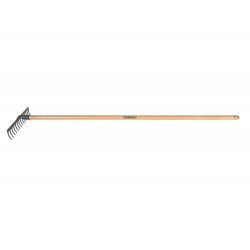 RASTELO ANCINHO METALICO CURVO PESADO 14 DENTES CABO MADEIRA 145CM TRAMONTINA