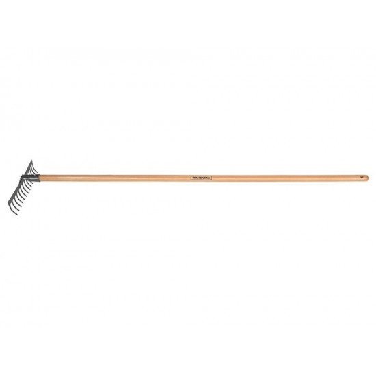 RASTELO ANCINHO METALICO CURVO LEVE 14 DENTES CABO MADEIRA 145 CM TRAMONTINA