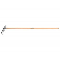 RASTELO ANCINHO METALICO CURVO LEVE 16 DENTES CABO MADEIRA 145 CM TRAMONTINA