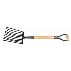 FORCADO METALICO PARA CASCALHO 10 DENTES CABO DE MADEIRA 74 CM EMPUNHADURA METALICA TRAMONTINA